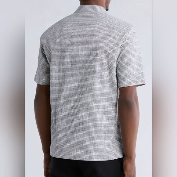 NWT Theory Men's Short Sleeve Button-Up Daze Camp Shirt Baltic/White Size L - Picture 3 of 16